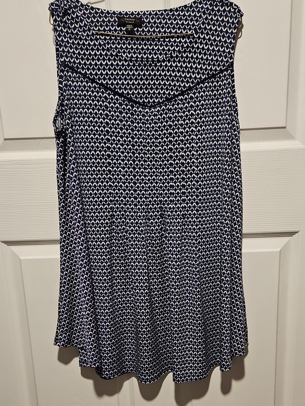 Cocomo Navy and White Sleeveless Chevron Dot Tunic